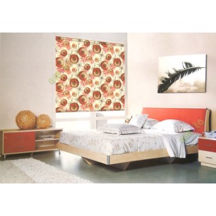Red black beige brown color vintage compass south east north south directions numbers stars degree pattern roller blind
